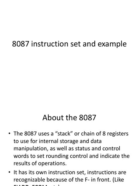 8087 instruction set.